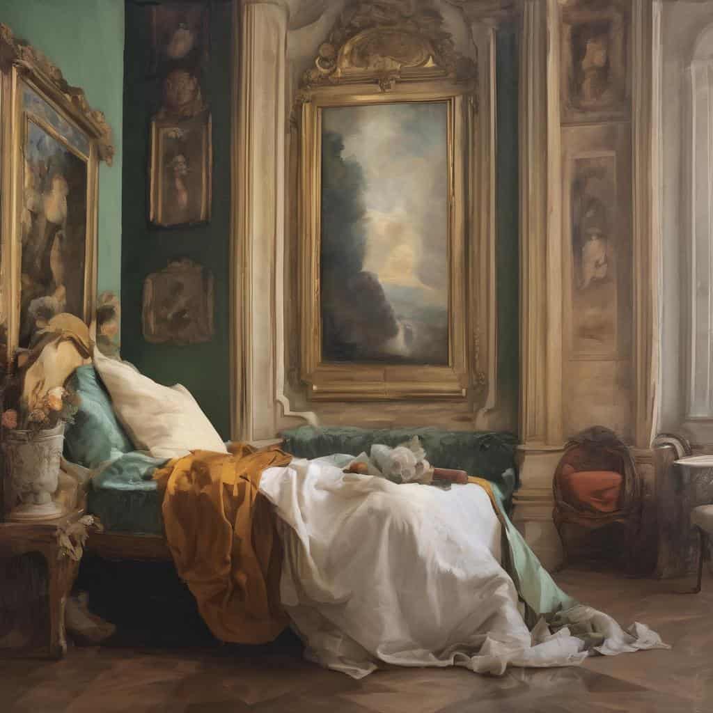 Χαμένη παραίσθηση και επίδραση φιλμ σε εσωτερικό χώρο, με καλλιτεχνική αναπαράσταση και κλασικό καμβά.