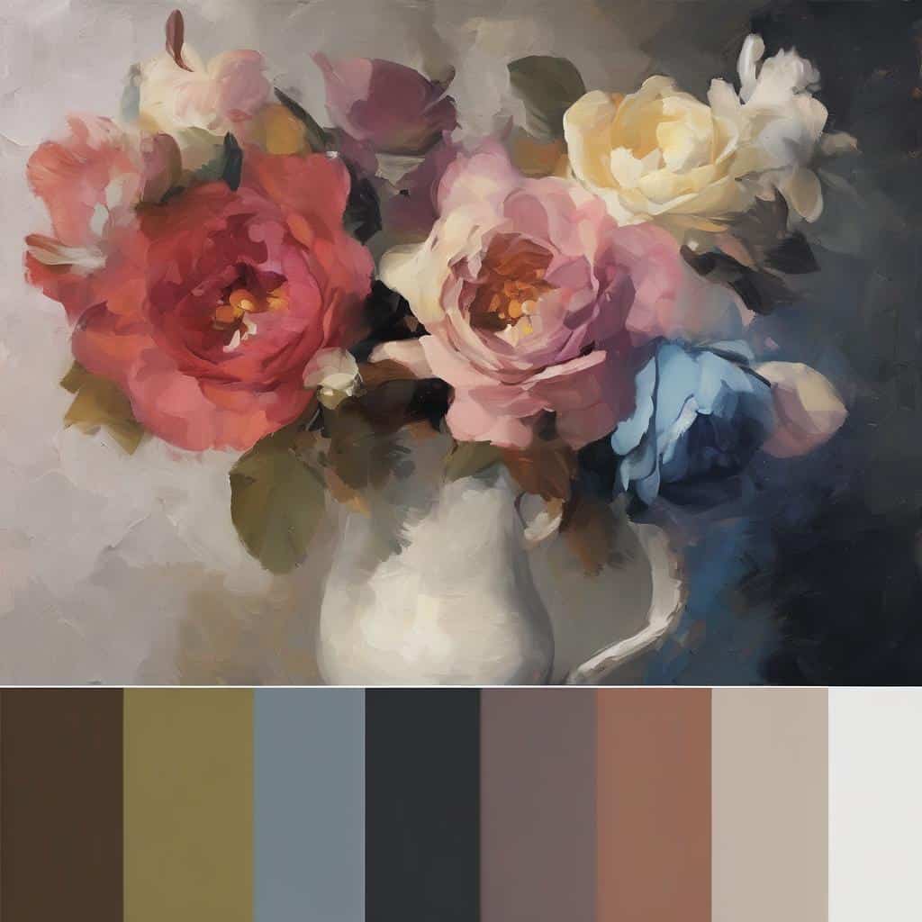 Έγχρωμα τριαντάφυλλα σε ζωγραφική ανάλυση έργων τέχνης, εμβληματικές βιογραφίες και καλλιτεχνικές αναλύσεις.